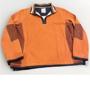Fat Face Airlie 1/4 Zip Orange Pullover Iconic Sweatshirt Elbow Patches Sz XL